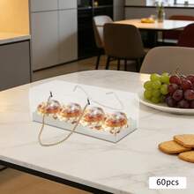 RibasuBB 60-Pack Clear Cake Packaging Boxes With Lifting Ropes, Foldable PET & Paperboard, Stylish, Lightweight, Ideal For Parties & Gifts - Transparent - View 4