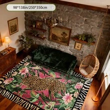 1pc Leopard Print Rug, Red Lips Rug, Pop Art Rug, Bold Statement Area Rug, Funky Living Room Decor, Animal Print Rug, Glamorous Home Rug, 84*60inch,Perfect Choice For Christmas ,Stylish And High-Quality Rugs, Perfect For Christmas Decorations And GiftsHome Decor, The Best Choice For Gothic-Style Birthday Gifts - Nhiều màu - Xem 2