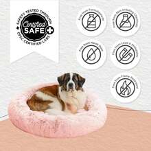 Best Friends By Sheri Original Calming Donut Dog And Cat Bed, Shag Faux Fur, Cotton Candy Pink, XL (45in X 45in) - Anxiety Relief For Pets Up To 150 Lbs - MàuB - Xem 6