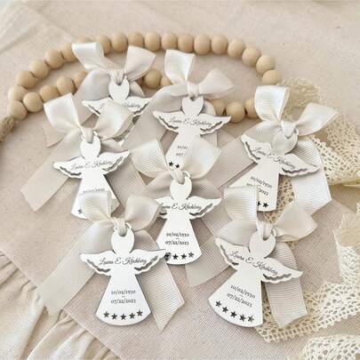 Targa personalizzata in acrilico a specchio per battesimo con angelo, etichetta regalo personalizzata, targhetta per doccia con nome, targhetta per battesimo con nome, targhetta regalo con nome