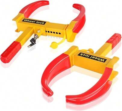 Aafan Heavy Duty Adjustable Wheel Clamp Lock 18–28 Cm Tire Security For Cars, Motorhomes & Trailers, Bright Parking Boot With 2 Keys & Rim-Protecting Coating