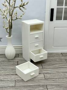 塑料娃娃屋四屉柜迷你储物柜家具，适用于模型屋装饰 - 4鬥櫃 - 查看 6