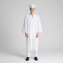 2026 Unisex Matte Graduation Gown And Cap Set With Tassel For Middle High School Bachelor - White - View 6