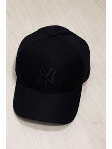 Classic Curved Brim Embroidered Cap – Men's And Women's - 黑色 - 查看 1