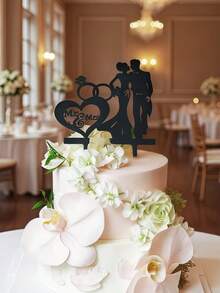 1 Stück "Mr & Mrs" Englische Buchstaben Kuchendekoration, geeignet für Jahrestag, Hochzeit, Verlobungsfeier, Valentinstag Kuchendekoration, Backdekoration, Küchenzubehör - Schwarz - Übersicht 4