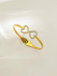 Stainless Steel Heart-Beating Signal Zirconia Inlaid Bracelet, Niche Elegant Commemorative/Confession Gift - Multicolor - View 5