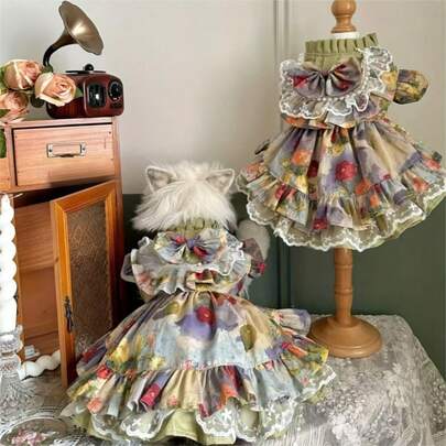 春日森林系列宠物洛丽塔公主裙，四季皆宜，可机洗，适合户外野餐和露营的可爱装扮