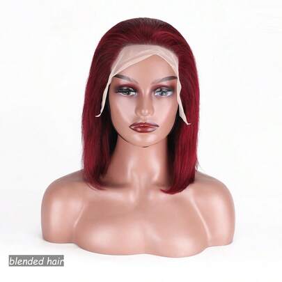 180% Density 13X4 HD Lace Front Wig Straight Lace Front Wigs Human Blended Hair Brazilian Human Blended Hair Wig Natural 13X4 Glueless Full Edges Lace Pre-Plucked Lace Wig With Baby Hair For Women Ear To Ear Swiss HD Lace For Natural Looking 8-36Inch 99J Burgundy