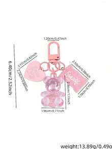 Transparent Bear Keychain, Candy Heart Pendant, Suitable For Phone, Bag, Earphone Case, Cute Stationery, Student Gift - A - View 5