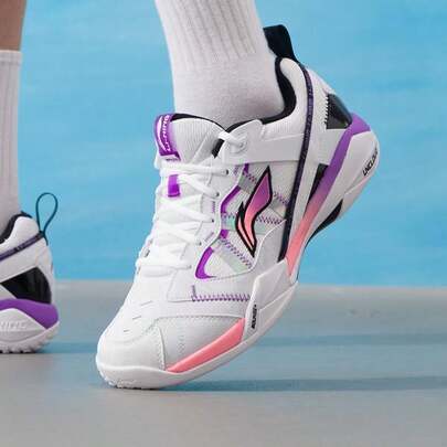 LI-NING Unisex Badminton Shoes, Lightweight Comfortable Casual Sneakers, Cushioned Sports Shoes AYZW007-1
