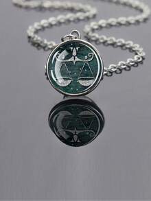 1件化石风格十二生肖主题玻璃凸面吊坠项链，搭配可调节链条，时尚又充满青春气息的配饰。 - 銀色 - 查看 17