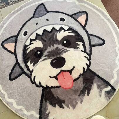 1pc Cute Puppy Printed Soft Plush Round Floor Mat, Decorative Carpet, Bedroom Decor, Small Rug, Carpet, Home Decor, Living Room Carpet, Bedroom Carpet, Outdoor Rug, Washable Carpet