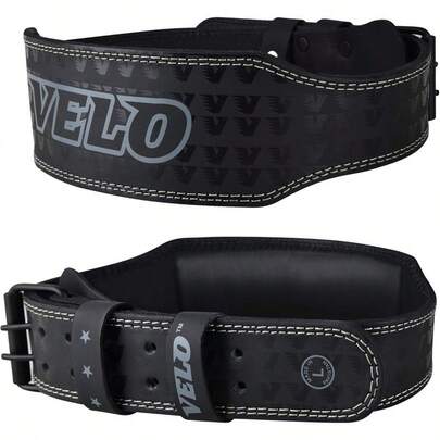 VELO Leather Weightlifting Gym Belts - 4'' | Buffalo Hide Power Lumbar Lower Back Padded Support Foam - Power Lifting High Intensity Strength Training Equipment Unisex Belts