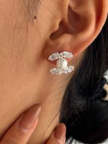 925 Silver Earrings, Versatile Copper Inlaid Zirconia Design, Suitable For Daily, Gatherings And Dates, Enhances Elegance - Silver - View 2