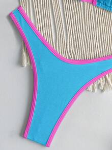 RWX VEST Triangle Bikini With Contrasting Trim And Adjustable Tie 2025 XX574 - Mint Blue - View 2