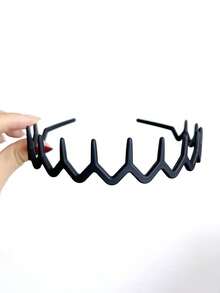 2条/4条装亮黑色和豹纹防滑发带，时尚波浪锯齿发带，家居护肤化妆发带，适合日常使用 - 磨砂款 - 查看 8