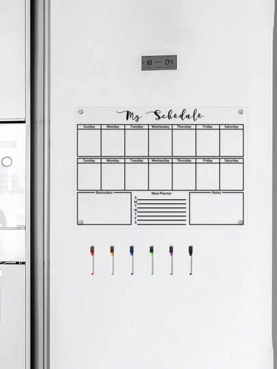 1 Set Magnetic Erasable Refrigerator Message Board, Memo Planner, Magnetic Whiteboard, Refrigerator Sticker