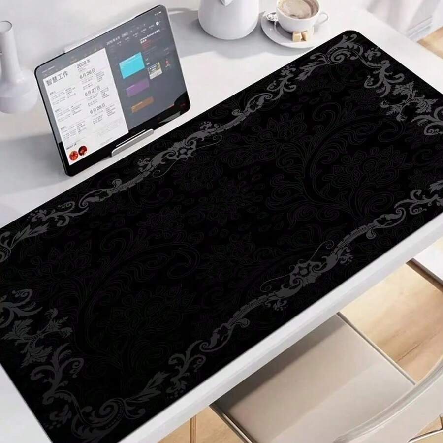 XXL Black Floral Lace Non-Slip Mouse Pad, Suitable For Laptop, Notebook, PC, Gaming