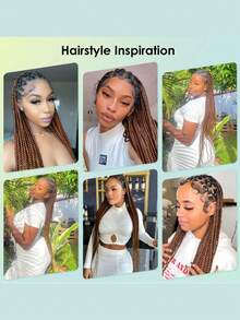 36 Inch Braided Lace Front Wig With Baby Hair, Crochet Box Braid Wig, Synthetic Hair Wig For Women - Linen Brown - View 10