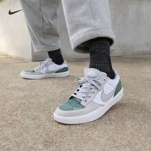 Nike 男子SB FORCE 58經典復古低筒運動休閒滑板鞋 - 白色/灰色/綠 色 - 查看 1
