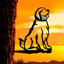 HELLOYOUNG 1pc Rusty Or Black Metal Silhouette Golden Retriever Dog Decor. Countryside Outdoor Home Garden Decoration. Suitable As Housewarming Gift For Pet Lovers. Applicable For Pet Hospital Waiting Area, Dog-Themed Park, Etc. To Create A Warm And Cute Ambiance. - Multicolor - View 6