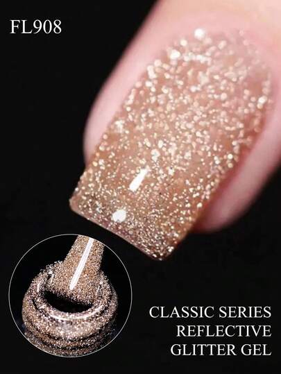  FOUR LILY 反光闪粉凝胶指甲油 闪亮迪斯科DJ LED凝胶指甲油 10毫升