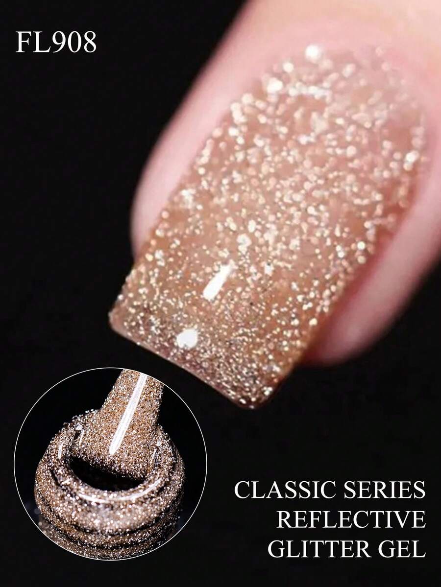 FOUR LILY 反光闪粉凝胶指甲油 闪亮迪斯科DJ LED凝胶指甲油 10毫升 - 彩色 - 查看 1