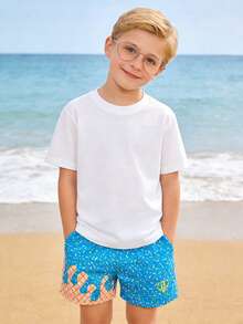 Boys' Shorts, Ice Cream Color Scheme, Casual Style For Spring And Summer, Suitable For Outdoor Everyday Wear, Birthday Gift, Holiday Gift, Easter And St. Patrick's Day Gift. - Multicolor - View 4