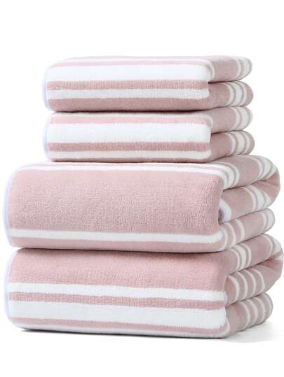 Minimalist Coral Fleece Solid Color Soft Absorbent Quick-Dry Bath Towel/Hand Towel For Home Use