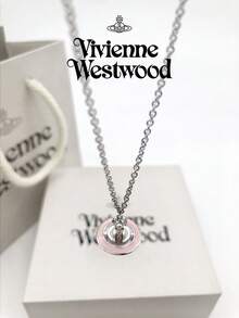 Vivienne Westwood Simonetta 系列银粉色珐琅飞行员项链，银色，黄铜 - 銀色 - 查看 5