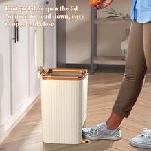 Senmeo 12L Rust-Proof Pedal Trash Can (Light Luxury), Large-Capacity For Small Spaces - 奶油黃 + 玫瑰金 - 查看 2