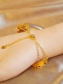 Copper Plated Bracelet, Men's And Women's Wedding Accessories, High-Quality Shiny Patterns, Hand Woven Bracelet - Golden - View 4