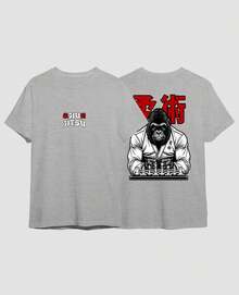 Unisex T-Shirt Martial Art Jiu Jitsu Fight Sport Gorilla Academy Training Strike - 灰色 - 查看 3