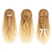 Synthetic Fiber Hair Styling Head, 24 Inch Hairdresser Training Head, Mannequin Doll For Salon Practice - Gold - View 3