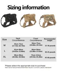 1 套迷彩战术宠物背带和牵引绳套装，带口袋、可调节项圈和胸围，适合中型/小型战术犬 - 彩色 - 查看 3