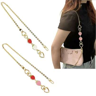 Cadena de extensión de hombro único para debajo del brazo, cadena de extensión con forma de fresa, cadena decorativa, cadena de metal de repuesto para correa de bolso, adecuada para bolsos tipo hobo, bolsos de mahjong, bolsos de debajo del brazo, accesorios de cadena de extensión, cadena vendida por separado para modificación y extensión cruzada del Body