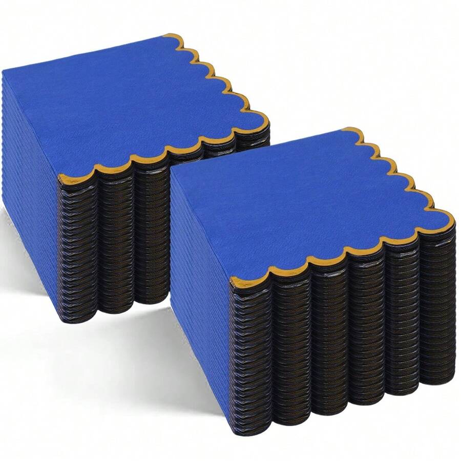 20pcs/Set, 40pcs/Set, 60pcs/Set, Klein Blue Solid Color Platinum Foil Wavy Thick Soft Absorbent Party Napkins, 2-Ply Soft Paper Napkins, Unfolded 24cm*24cm, Suitable For: Wedding, Tea Party, Birthday Party Decoration Napkins, Party Decoration, Party Supplies, Holiday Decoration - Multicolor - View 1