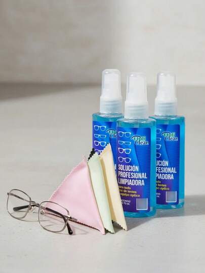 Kit De Limpieza Para Lentes 3 Liquido + 3 Paño