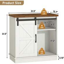 Farmhouse 75-120 Gallon Fish Tank Stand With Power Outlet, Aquarium Stand W/Cabinet&Sliding Barn Door, Heavy Duty Reptile Tank Stand For Fish/Turtle/Reptile Terrarium, 1000LB Capacity - White - View 12