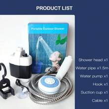 Ducha recargable portátil para camping, viajes, hogar, jardín, ducha de mano, con filtro de agua. - Blanco - Ver 4