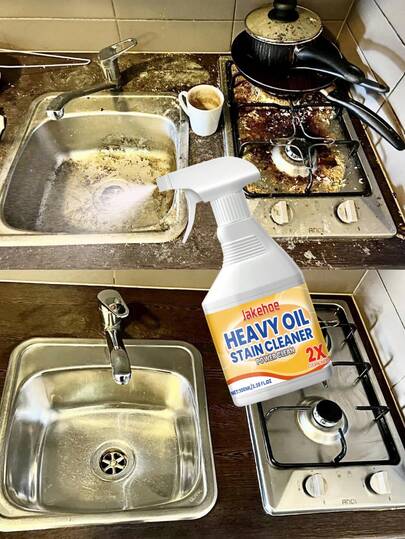  JAKEHOE；厨房油污清洁剂；厨房油脂污渍去除喷雾；去除厨房油污，令厨房更洁净；高浓度钢材除锈剂；钢材除锈剂；锈渍去除剂；除锈剂；快速恢复金属光泽；适用于工具、厨具、浴室五金等各种场景，提供全面清洁。