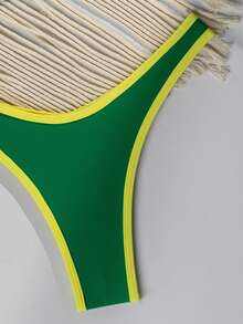 RWX VEST Triangle Bikini With Contrasting Trim And Adjustable Tie 2025 XX574 - Green - View 3