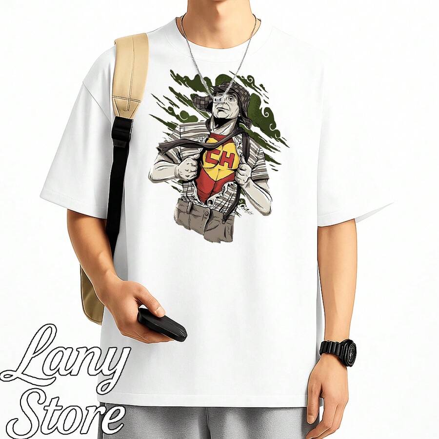 Chesperito Chapolin Chaves T-Shirt Drawing Series Movie Blouse Shirt Unisex 100% Cotton New Release Shipping Various Colors!! PLUS SIZE - 白色 - 查看 1