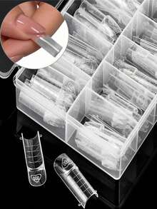 150 miếng móng giả kiểu Pháp trong suốt có thể tái sử dụng, 15 kích cỡ, miếng dán móng giả dạng gel, khuôn hai đầu tự làm móng kiểu Pháp tại nhà, phù hợp cho người mới bắt đầu. - Trong sáng - Xem 1