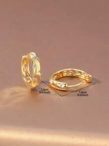 Hihho 1 Pair Silver Fully Paved Rhinestone Hoop Earrings, Minimalist Luxury Earrings, Subtle Design Elevates Professional Attire - Earrings - View 6