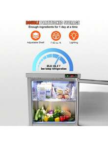Sandwich Prep Table, 7.42 Cu. Ft. Salad Single-Door Refrigerated Prep Table, 28-Inch Food Prep Fridge, Commercial Stainless Steel Prep Refrigerator Table For Restaurant, Bar, Shop, Silver - 銀色 - 查看 3