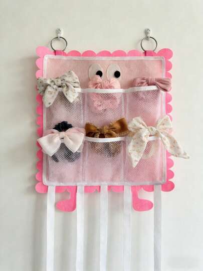 1pc Cute Baby Room Hair Accessory Storage Rack, Suitable For Headbands, Hair Clips, Hair Ties, Hair Scrunchies, Great As Easter, Halloween, Christmas Gift. Use This Wall-Mounted Storage Pouch To Organize Your Little Girl's Hair Accessories!