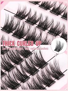 36 Bundles 3 Rows D-Curl Pre-Glued Eyelash Clusters, DIY False Eyelash Clusters With Pre-Glue, Self-Adhesive Cluster Lashes No Glue Needed, 12-16mm Curled Lashes With Tweezers, Suitable For Christmas, Holidays, Valentine's Day - D - View 4