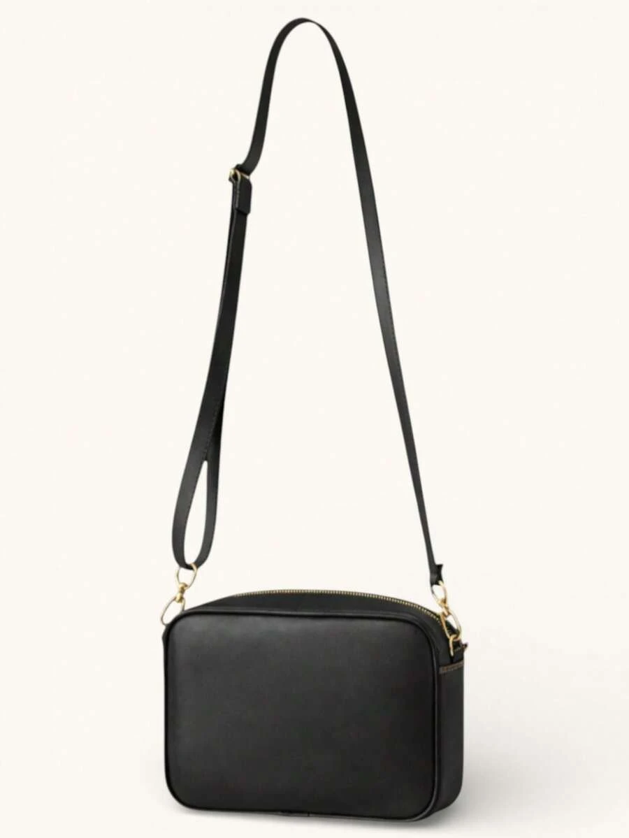 Premium Compact Camera Crossbody Bag With Adjustable Strap - Plain Black - View 1