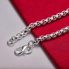 925纯银镀层圆形盒式链手链，女士时尚魅力婚礼订婚派对首饰 - 銀色 - 查看 4